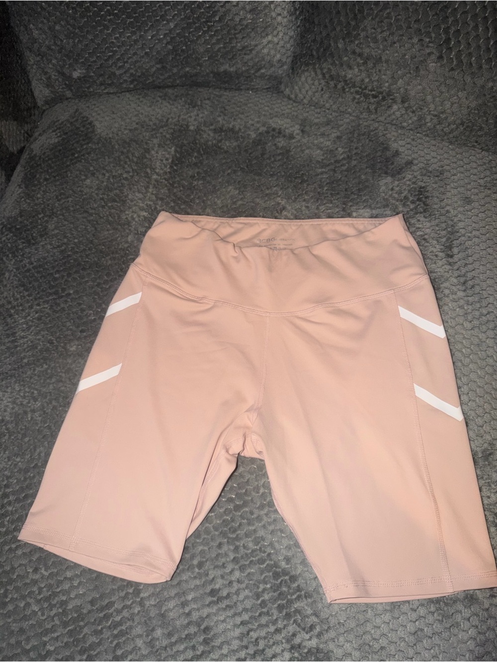 BCBGeneration Blush Pink High-Rise Bike Shorts with White Stripe Accents